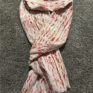 Elegant Red and Gold Patterned Scarf